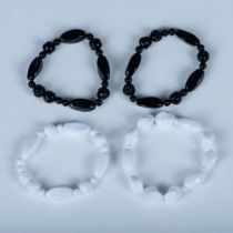 4pc Fun Black & White Beaded Bracelets