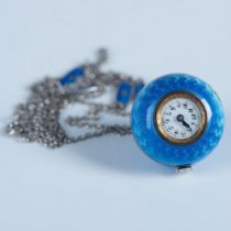Guilloche Enamel & Sterling Silver Ball Watch Necklace