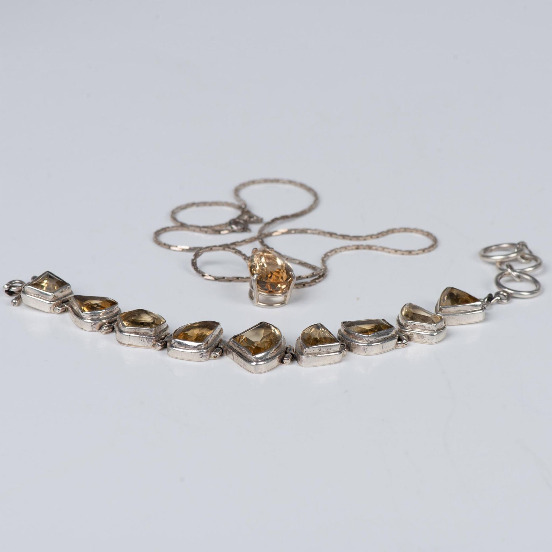 2pc Sterling Silver & Yellow Citrine Necklace & Bracelet - Image 7 of 8