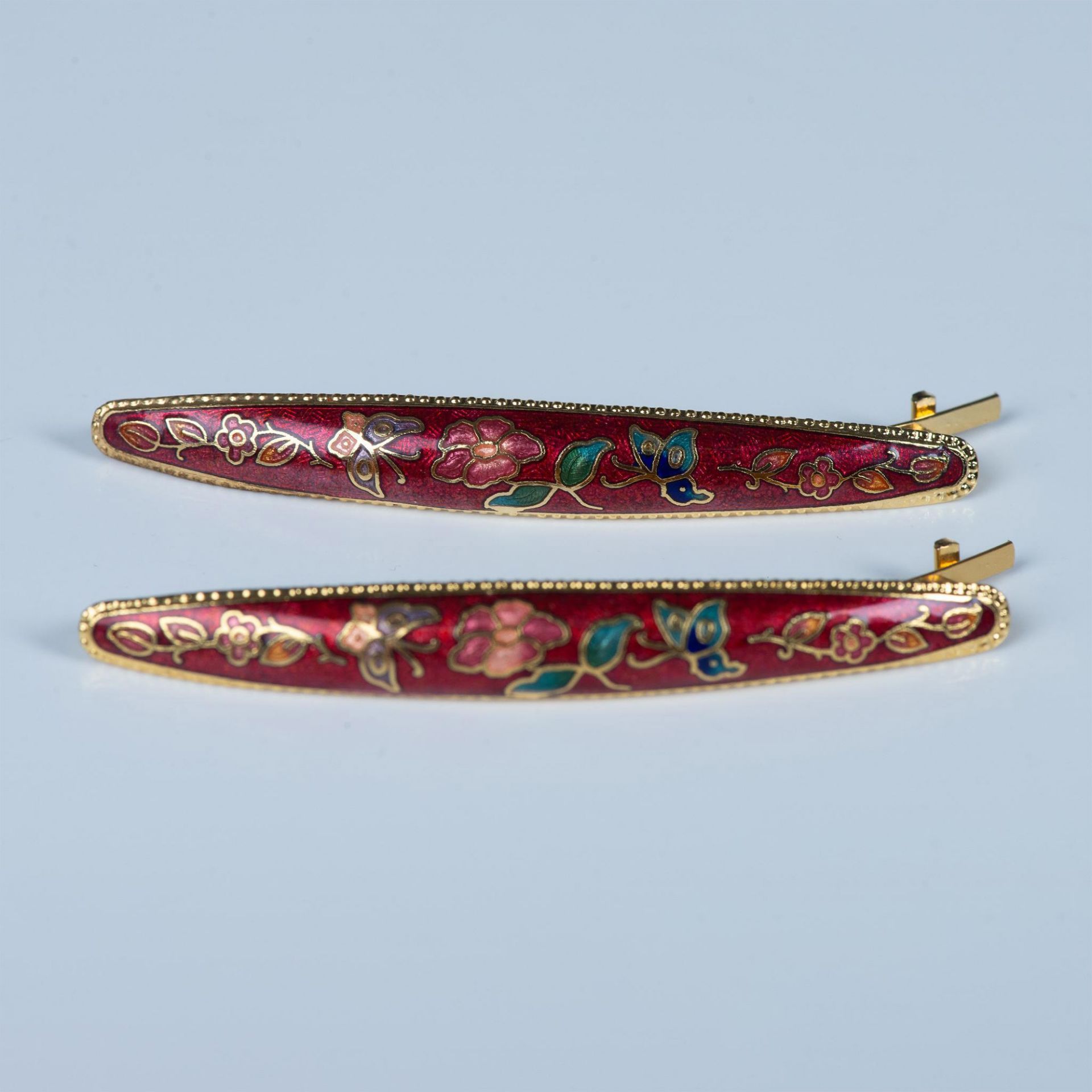 3 Pair of Cloisonne Hair Barrettes - Image 4 of 6