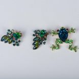 3pc Rhinestone Frog Brooch and Earrings