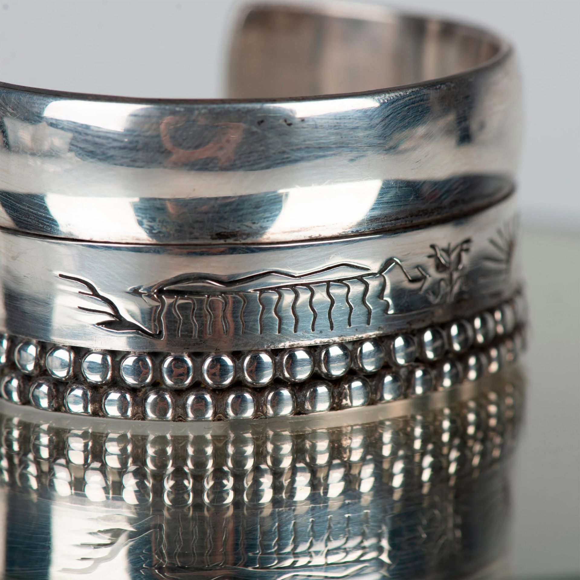 Larry PachecoKewa Heavy Southwestern Etched Sterling Silver Cuff Bracelet - Bild 2 aus 7