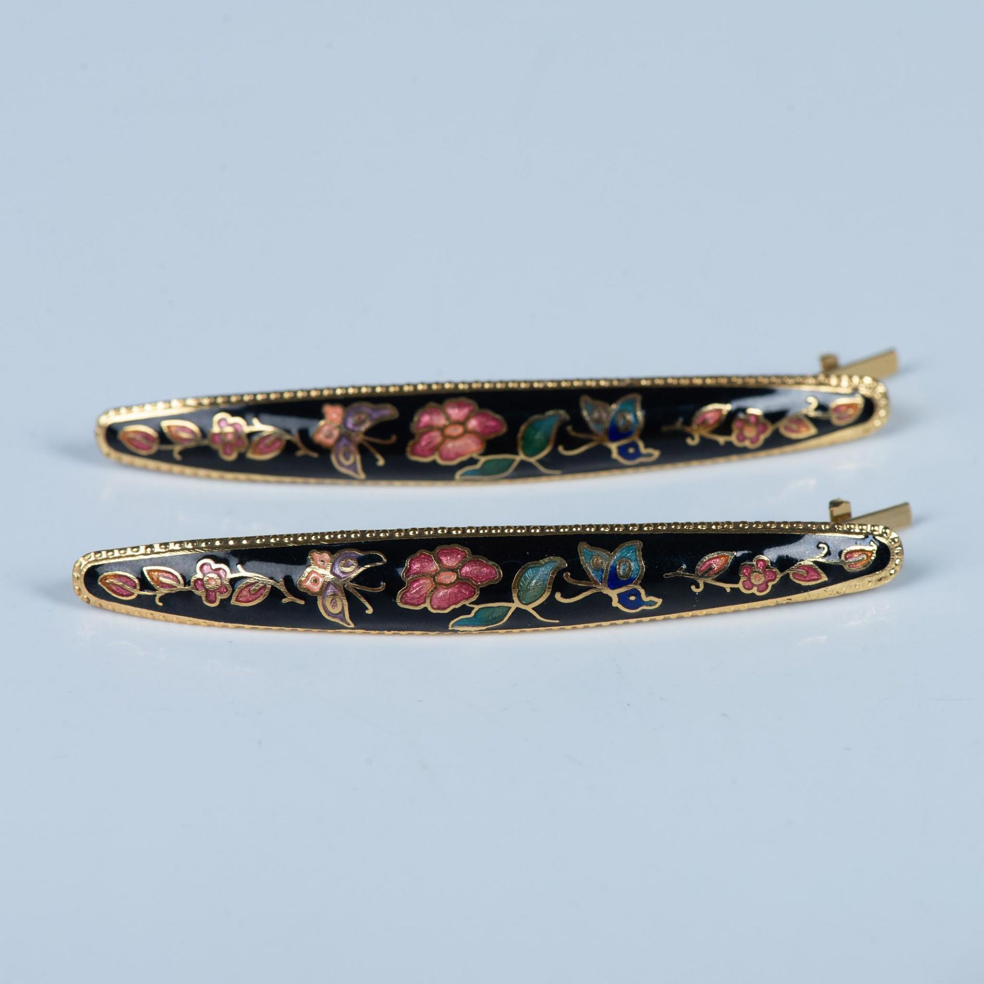 3 Pair of Cloisonne Hair Barrettes - Bild 5 aus 6