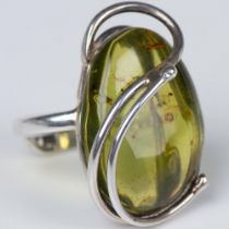 Sterling Silver and Baltic Amber Ring