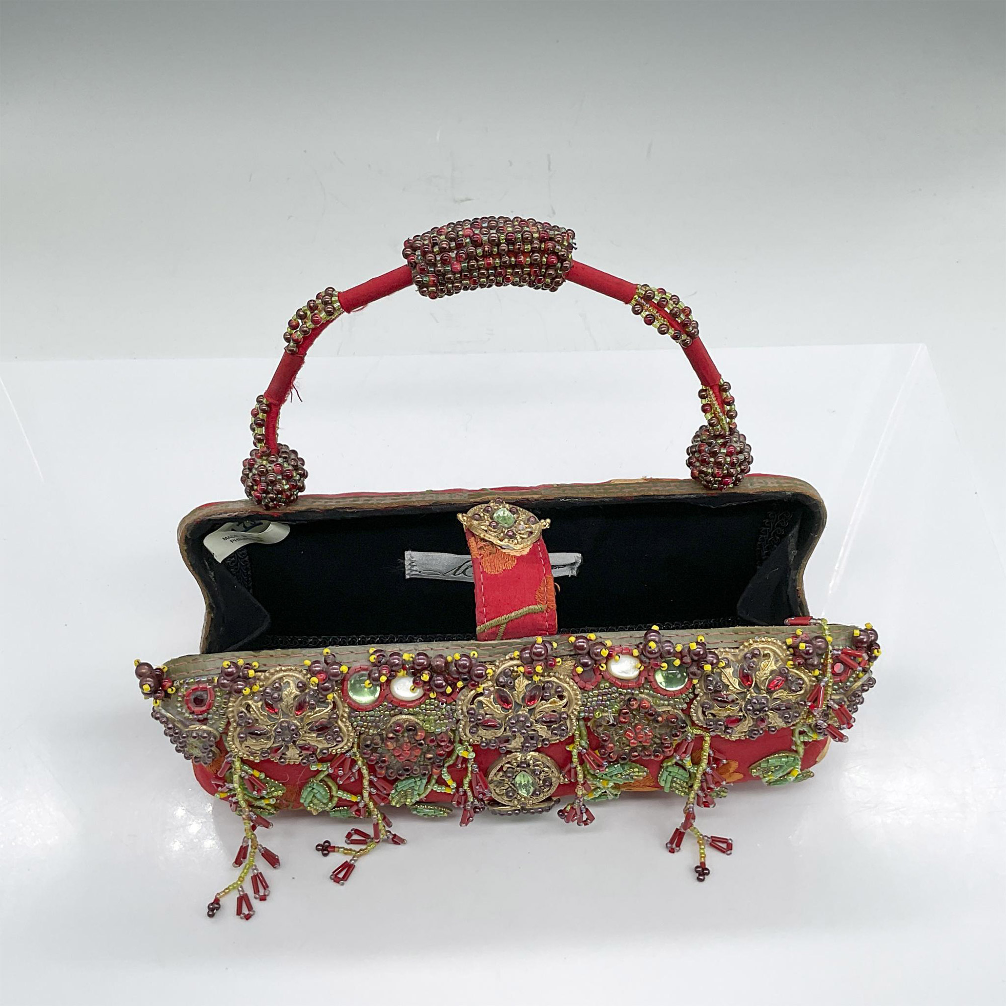 Mary Frances Silk Beaded Handbag, Red - Image 4 of 5