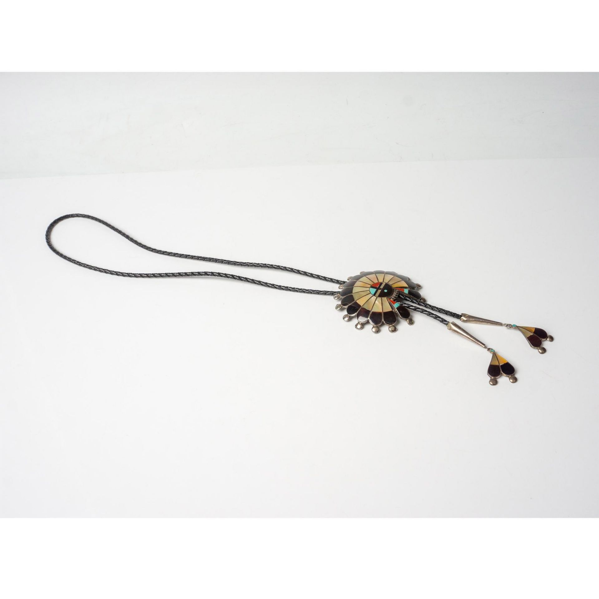 Pauline Lonjose Zuni Sunface Bolo Tie, Signed - Bild 3 aus 6