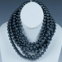 Faux Black Pearl Opera Necklace