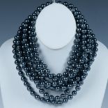 Faux Black Pearl Opera Necklace