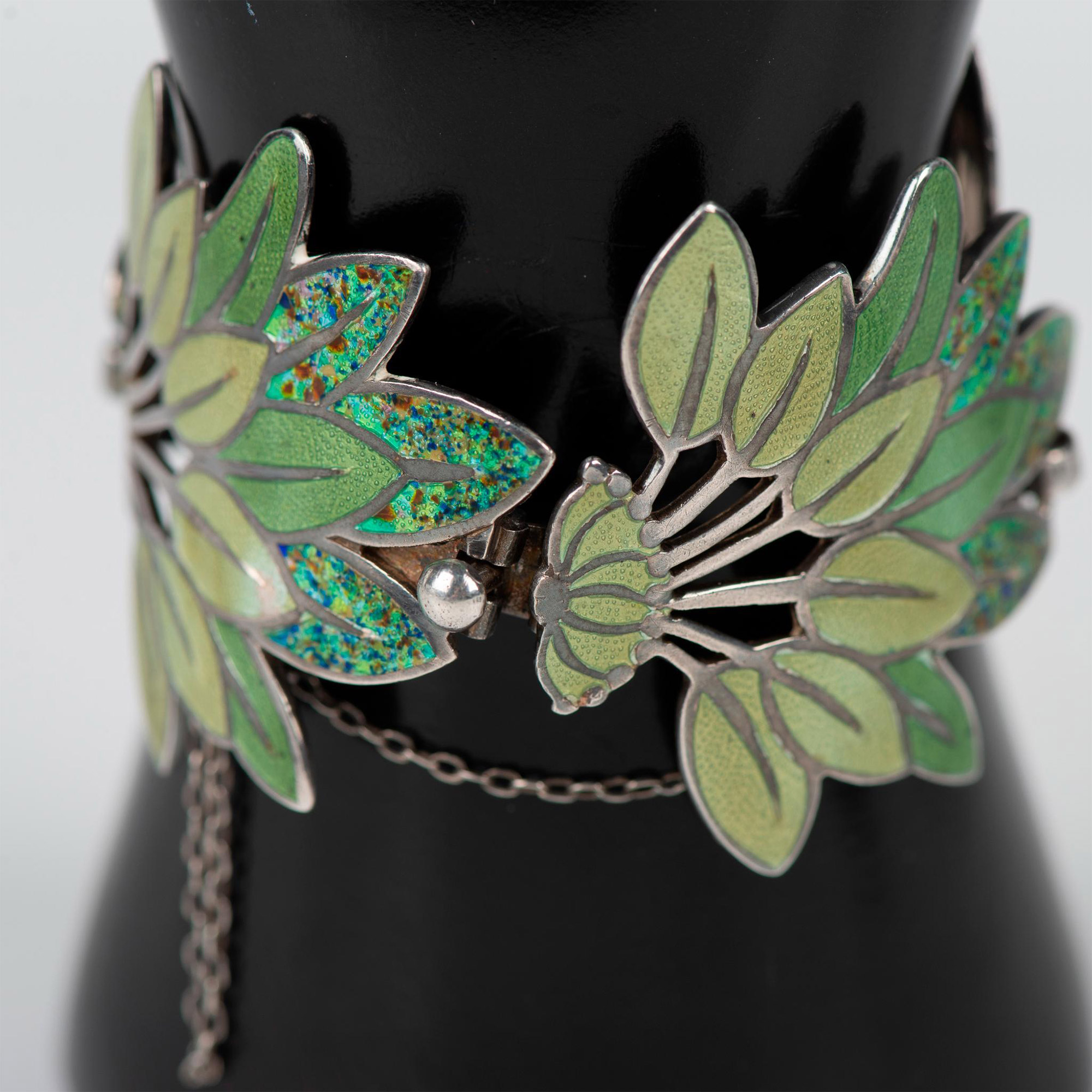 Margot De Taxco Sterling Silver Enamel Leaf Spray Bracelet - Image 2 of 7