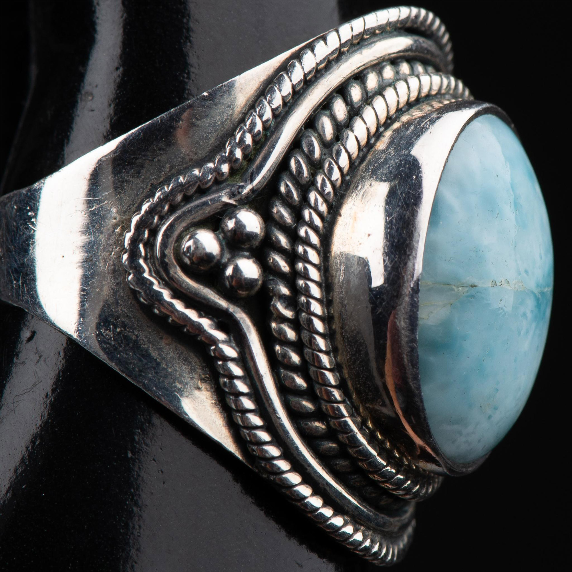 2pc Gorgeous Sterling Silver & Larimar Necklace and Ring - Image 2 of 6