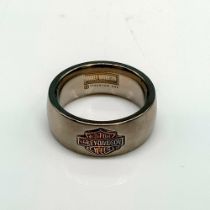 Harley Davidson Classic Titanium & Sterling Silver Band Ring