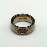 Harley Davidson Classic Titanium & Sterling Silver Band Ring