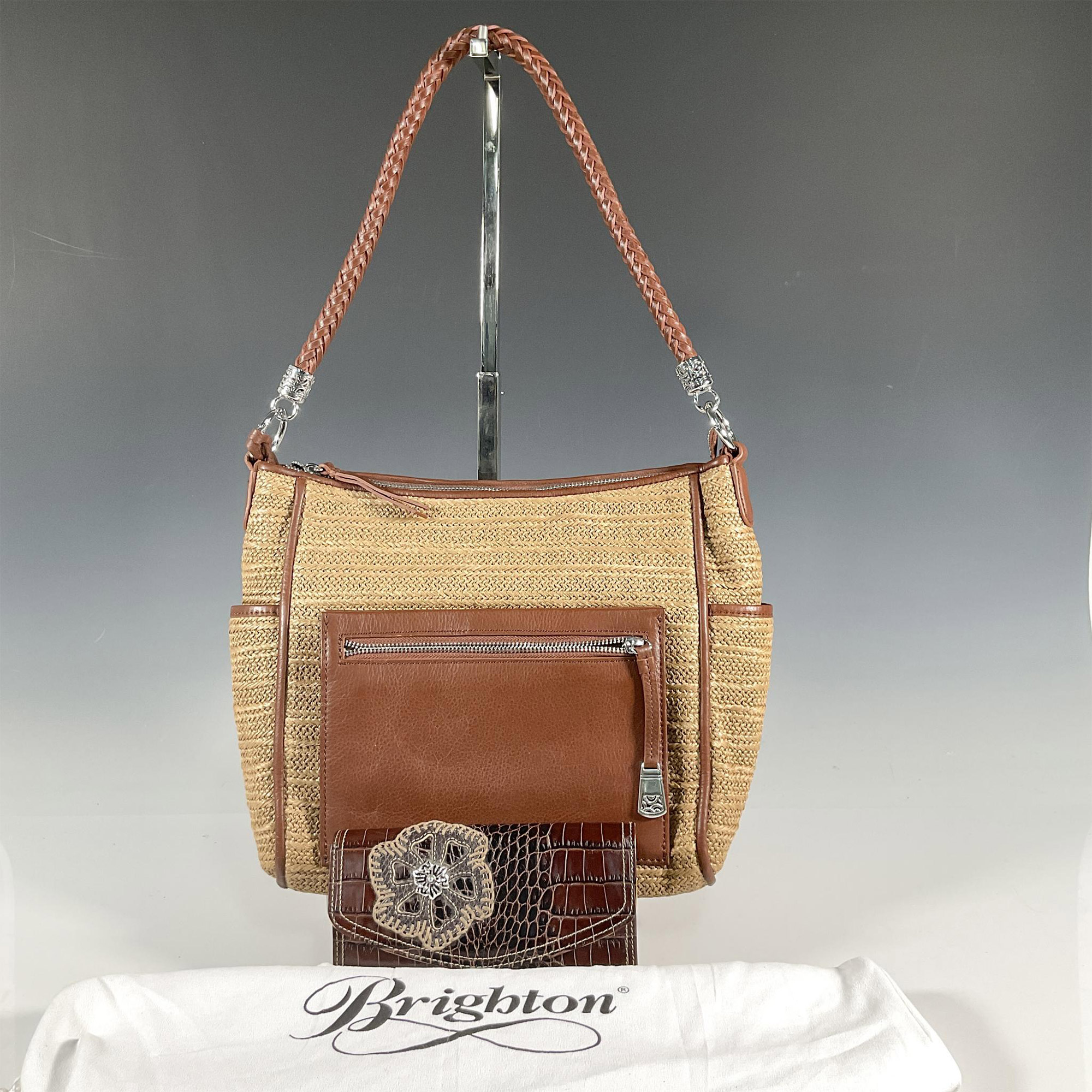 2pc Brighton Straw Shoulder Purse and Wallet - Image 3 of 4