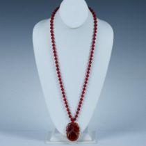 Gorgeous Carved Carnelian Pendant and Beads Necklace