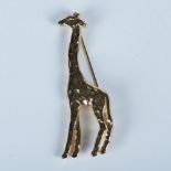 Beautiful Large Gold Metal Giraffe Brooch Pin