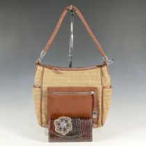 2pc Brighton Straw Shoulder Purse and Wallet