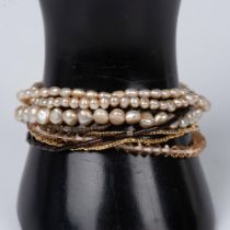 8pc Beautiful Set of Pretty Baroque Pearl and Bead Bracelets