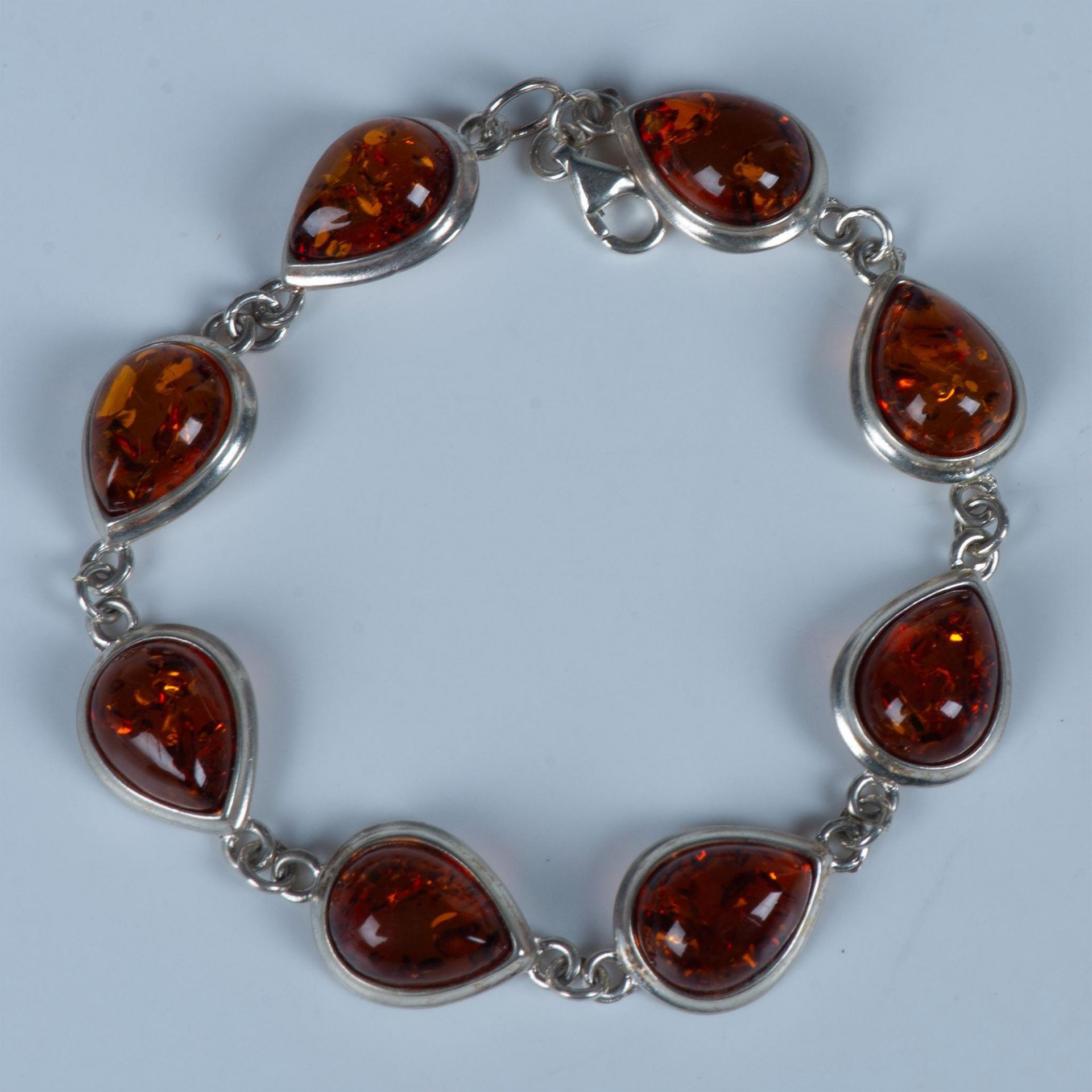 Charming Sterling Silver & Amber Bracelet