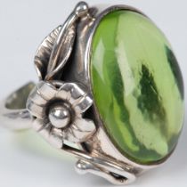 Sterling Silver and Green Stone Ring