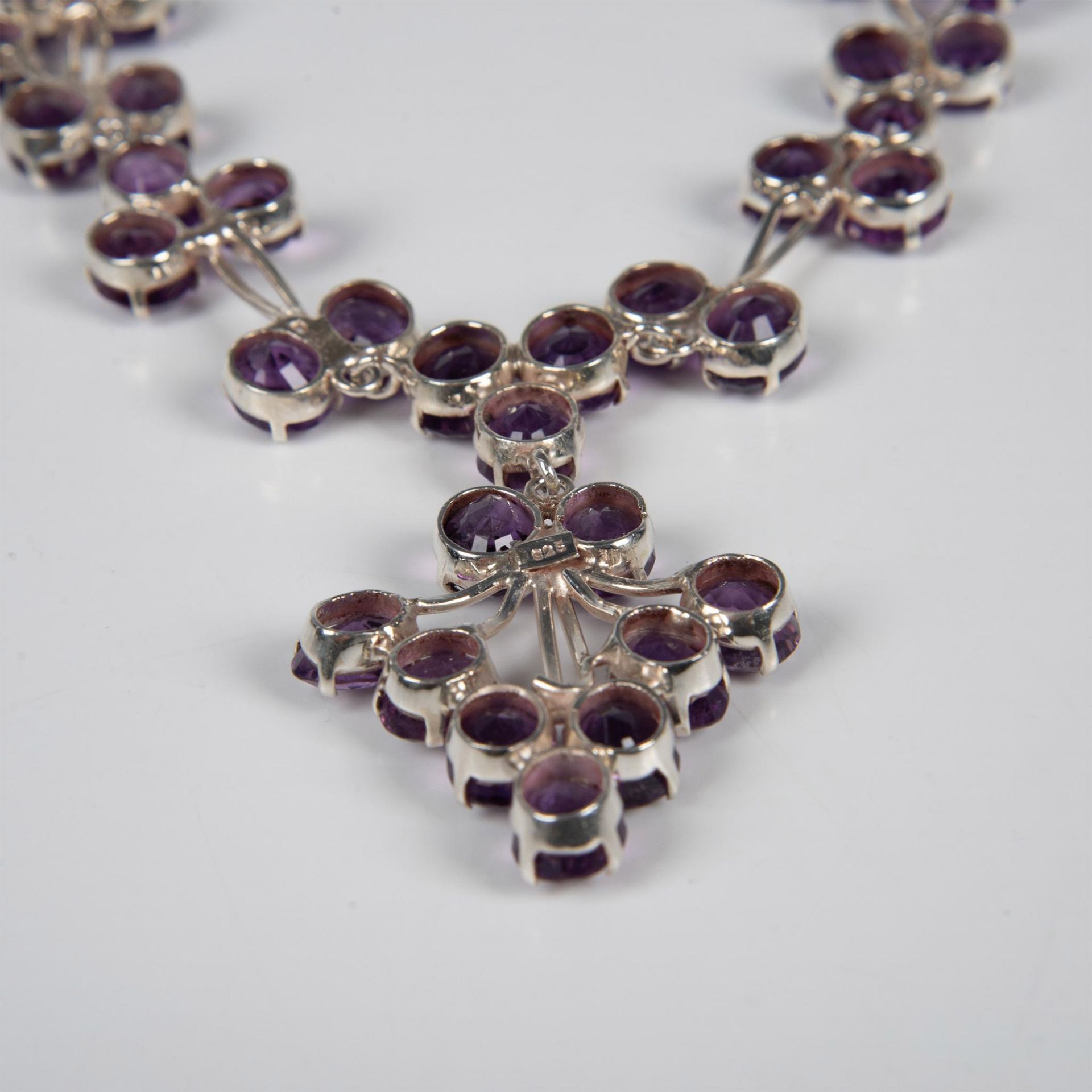 Exquisite Sterling Silver & Lab Amethyst Statement Necklace - Image 10 of 12