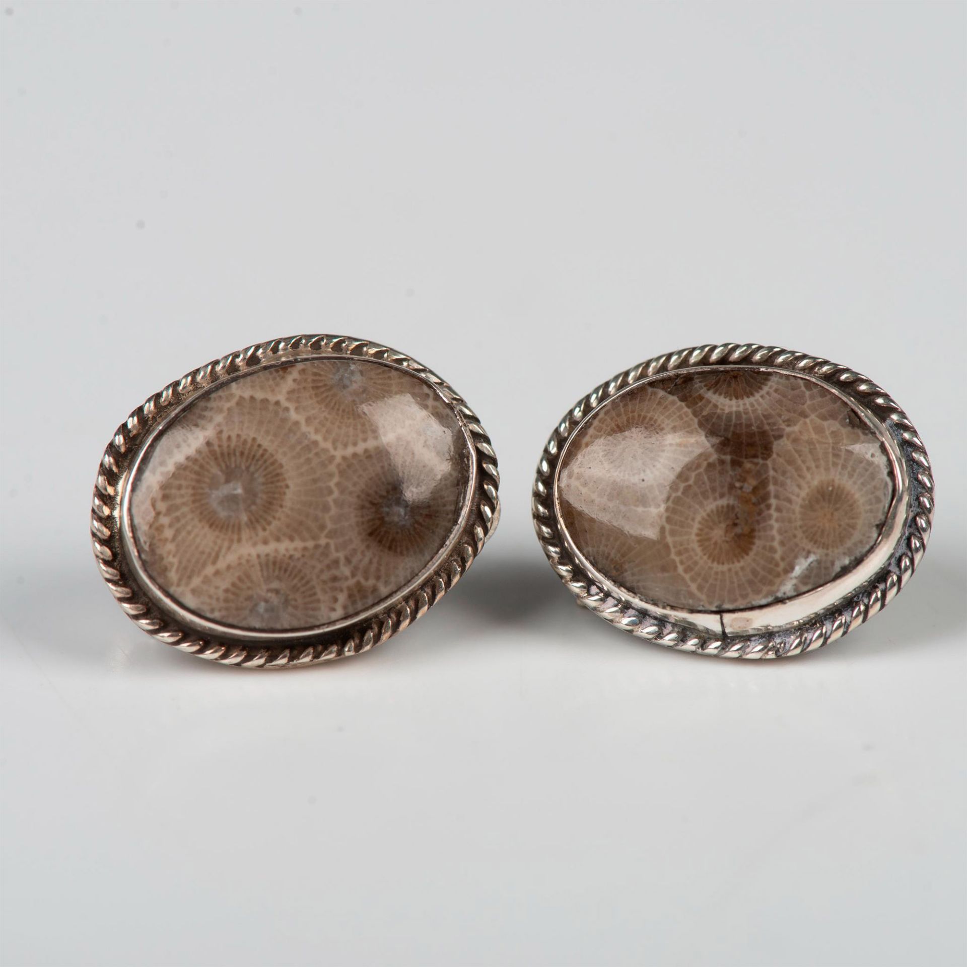 3pc Sterling Petoskey Stone Watch, Clip-On Earrings, & Ring - Bild 2 aus 7