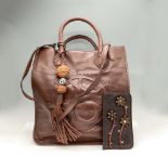 2pc Brighton Leather Tote Bag + Glass Case