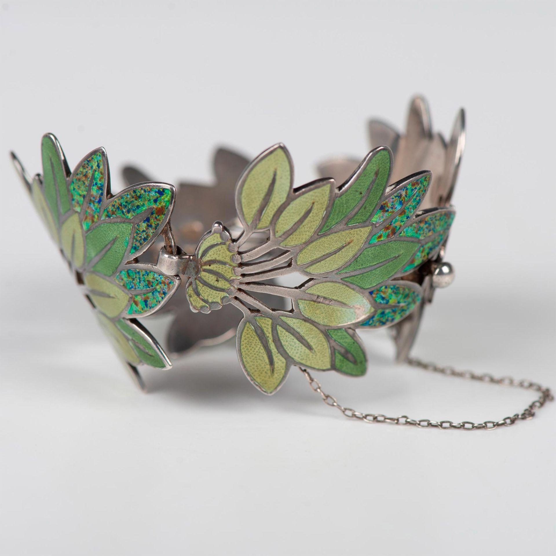 Margot De Taxco Sterling Silver Enamel Leaf Spray Bracelet - Image 5 of 7