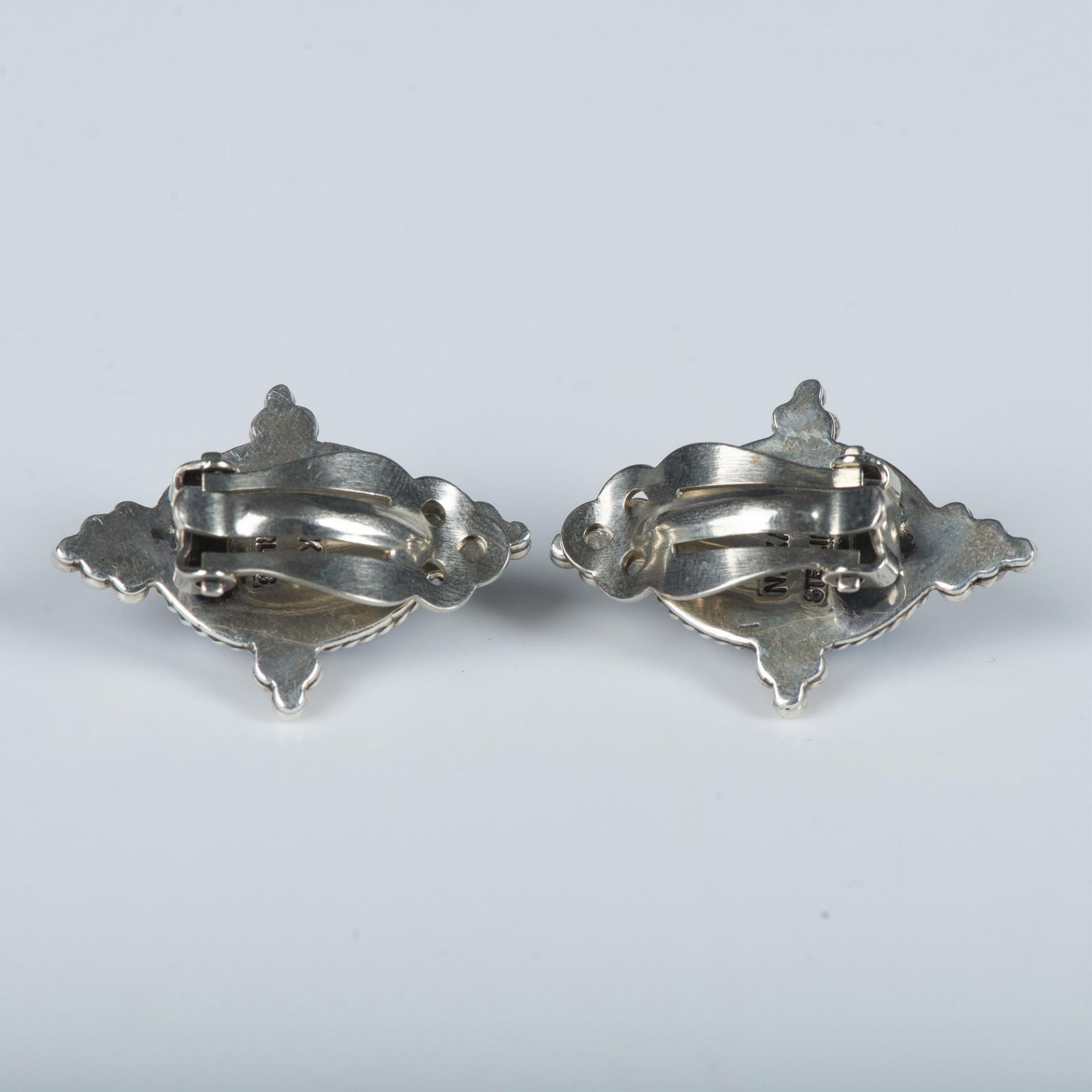 Nakai Navajo Sterling Silver & Lapis Lazuli Clip-On Earrings - Image 4 of 5