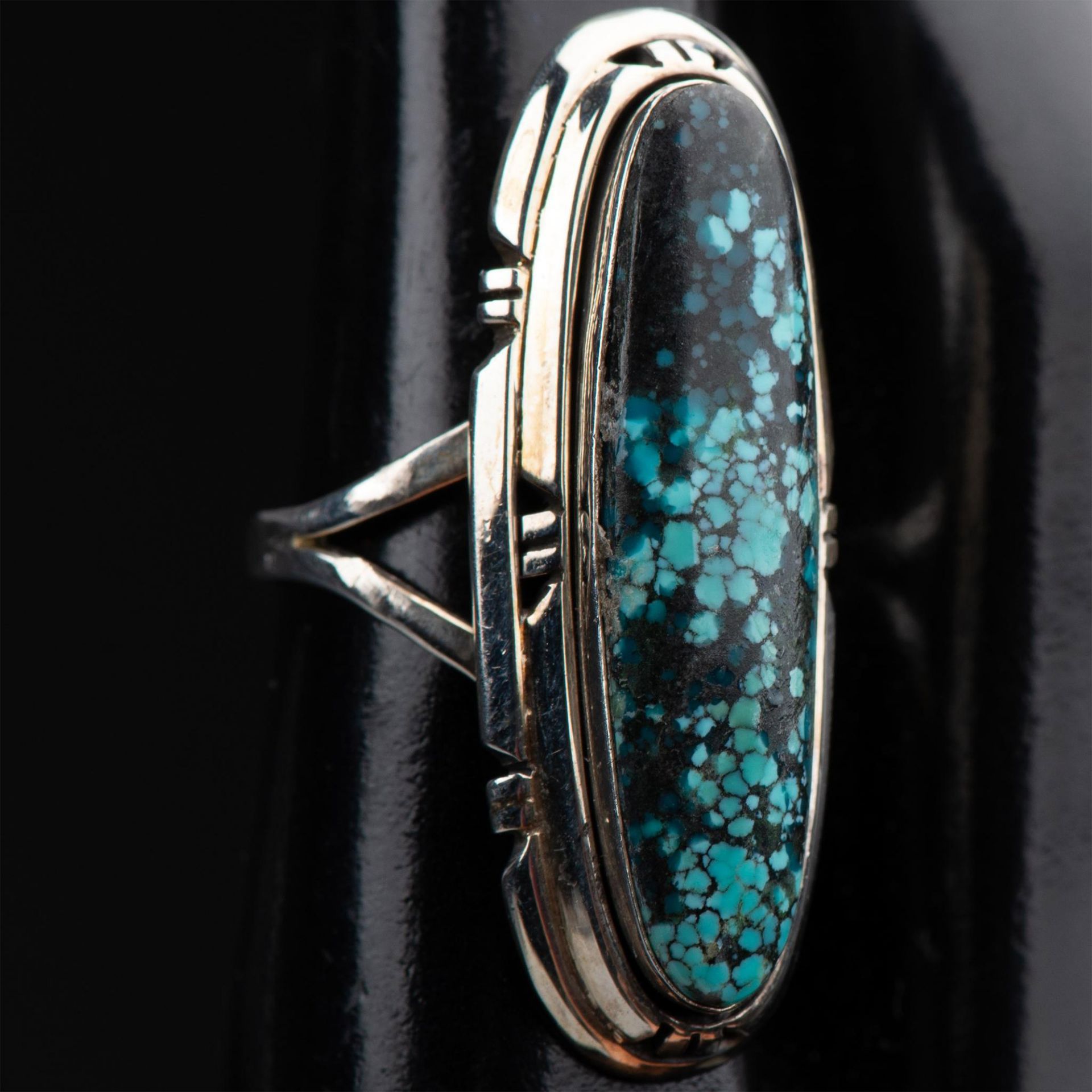 B. Piaso Navajo Sterling Silver & Spiderweb Turquoise Ring