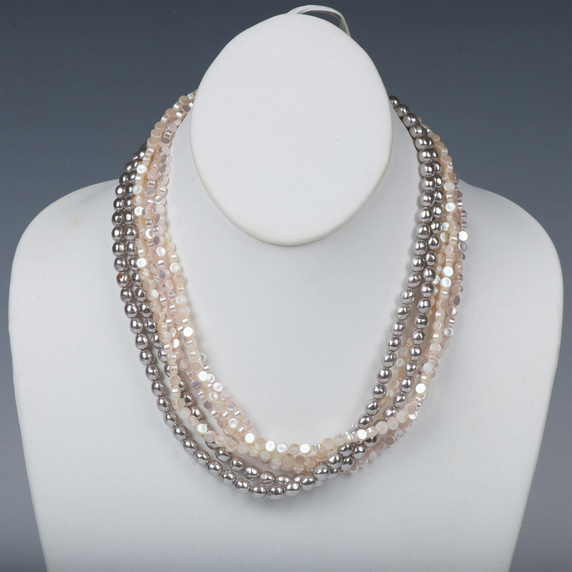 Monet Six-Strand Two-Tone Faux Pearl Necklace