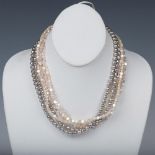 Monet Six-Strand Two-Tone Faux Pearl Necklace