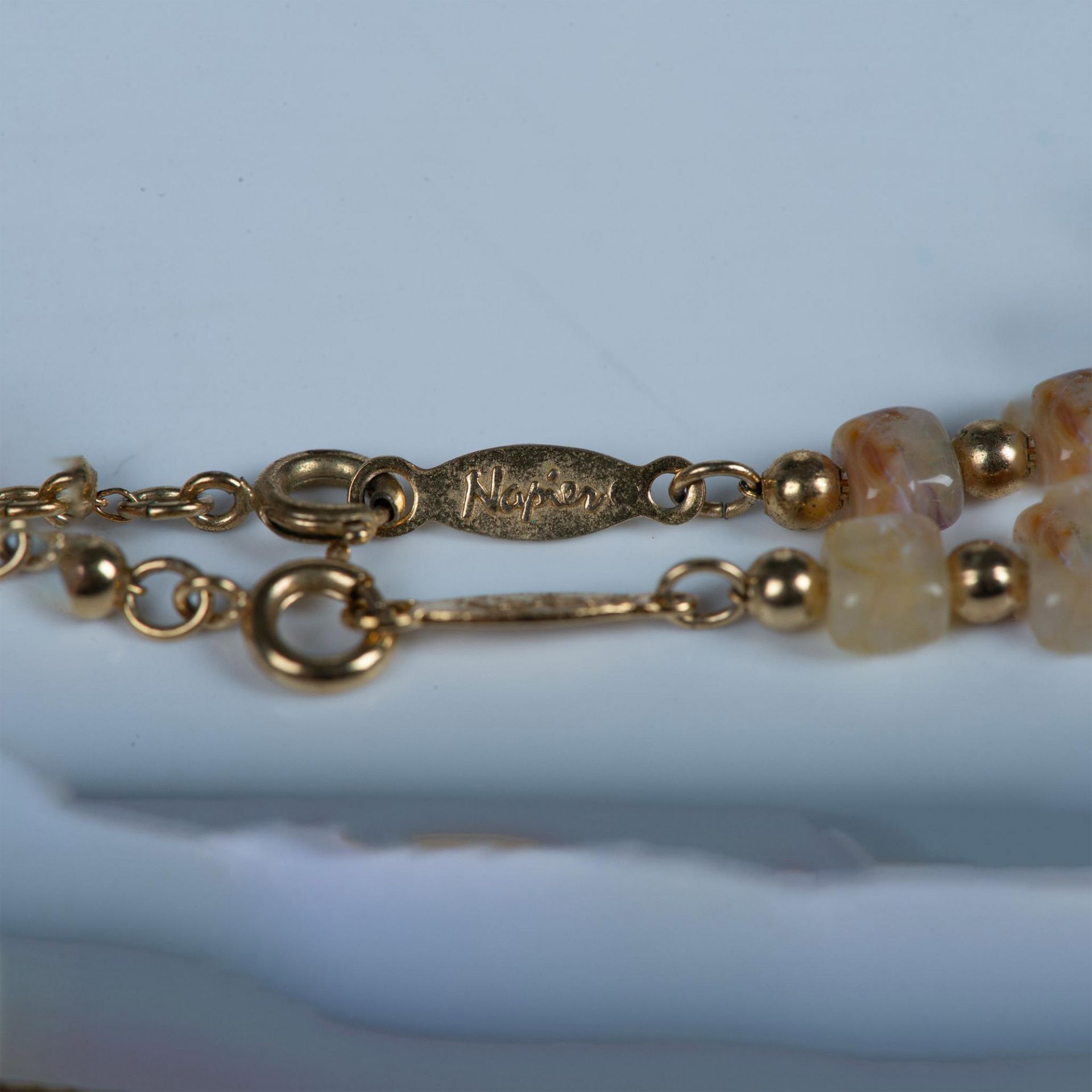 2pc Napier Faux Baroque Pearl & Gemstone Chip Necklaces - Bild 2 aus 4