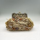 Mary Frances Fabric Lace Beaded Handbag, Midas Touch, Tan