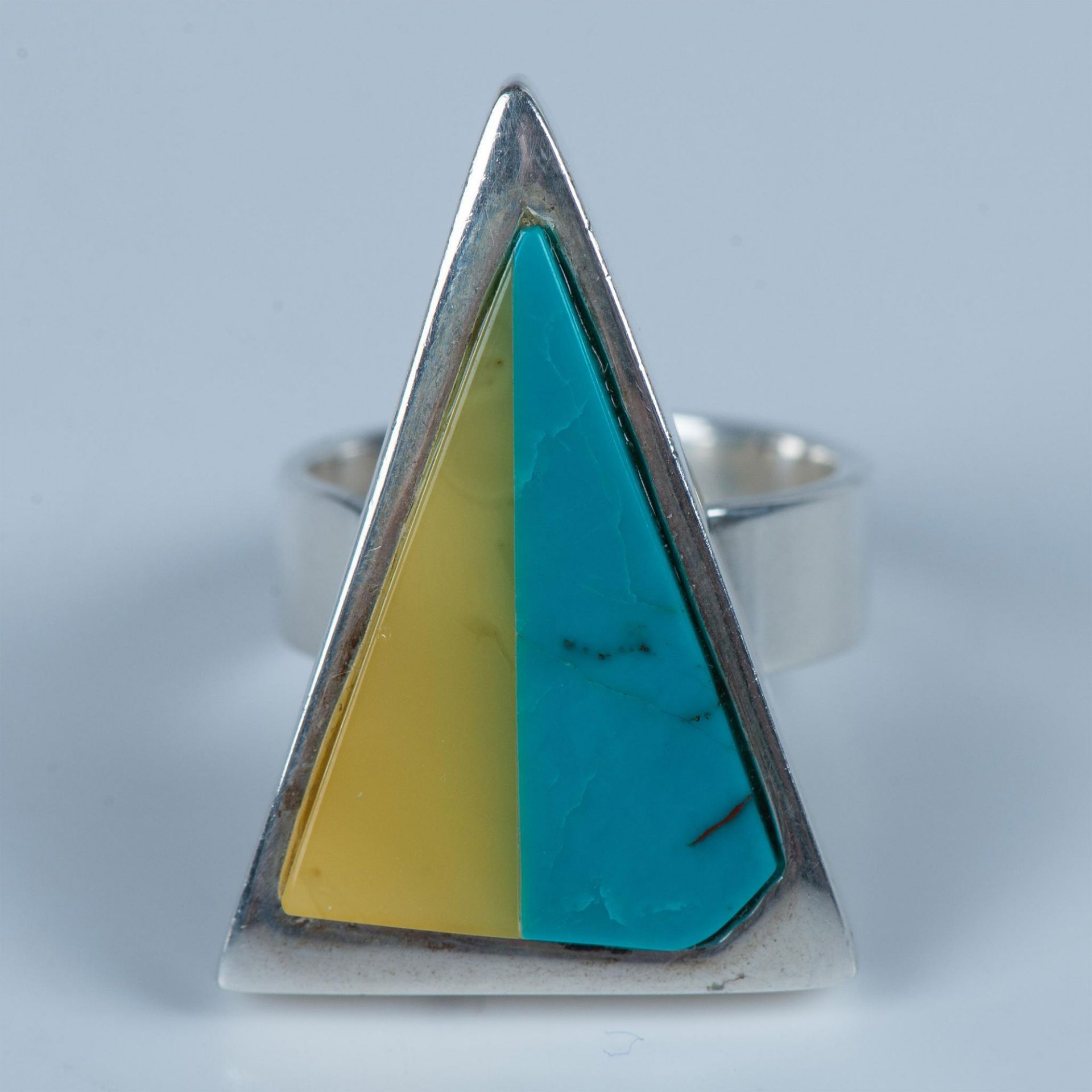 Contemporary Sterling Silver, Baltic Amber & Turquoise Ring - Bild 5 aus 6