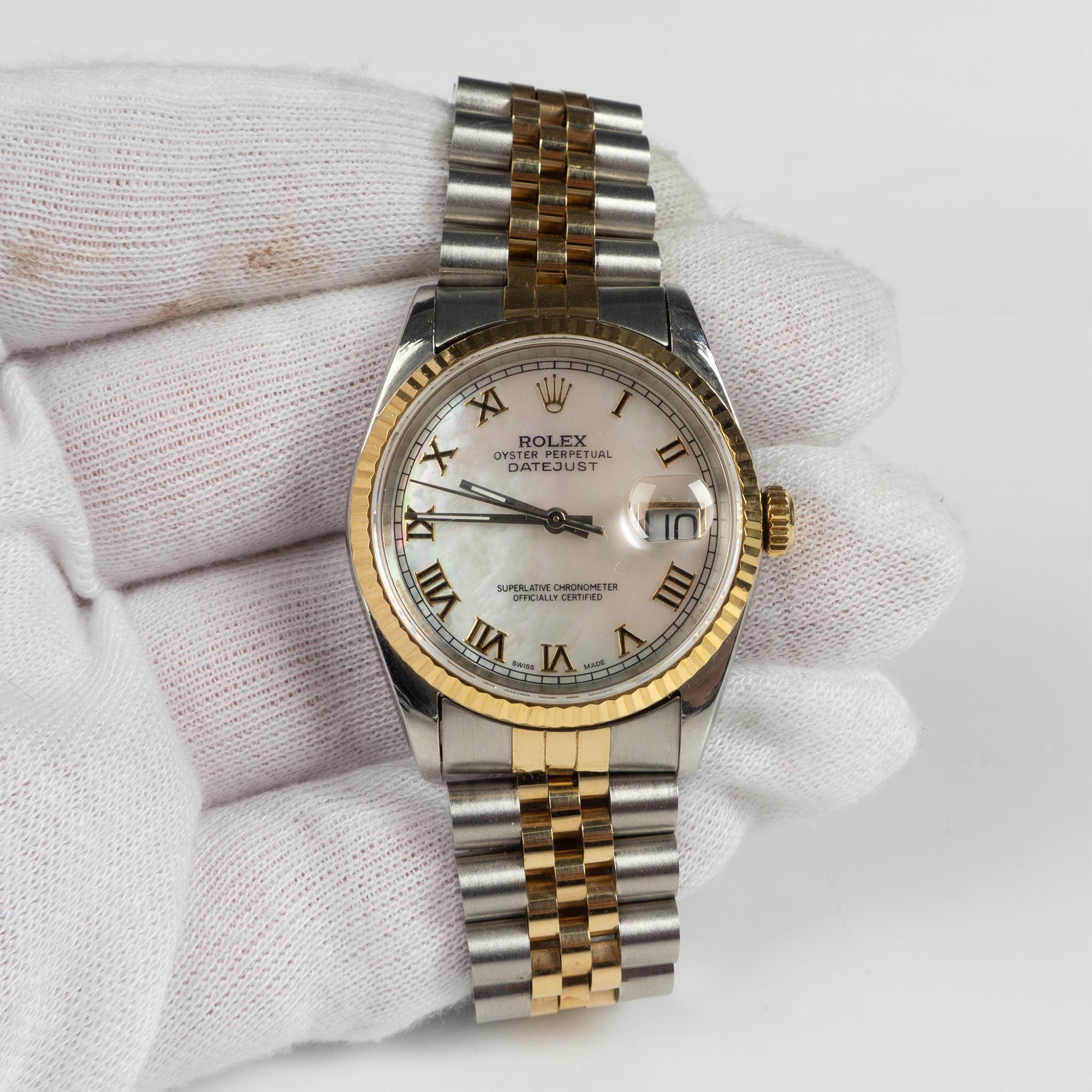 Rolex Datejust Oyster Perpetual 14K Gold Two-Tone Watch 16220 - Image 4 of 8