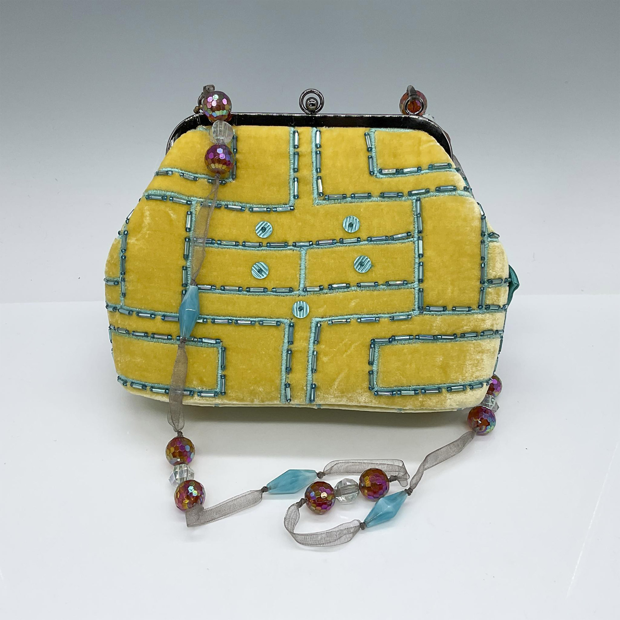 Mary Frances Handbag, Yellow and Teal - Image 2 of 3