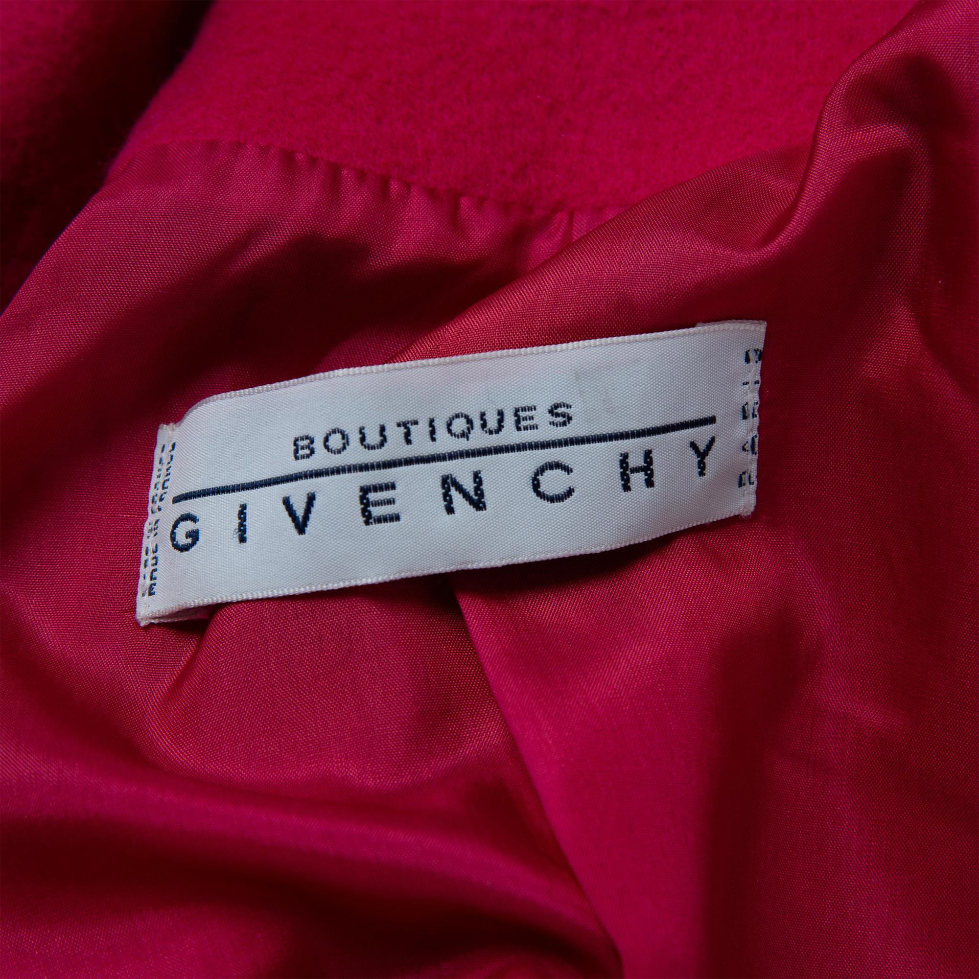 Vintage Givenchy Lambswool Fuchsia Coat, Size 6/36 - Image 7 of 7
