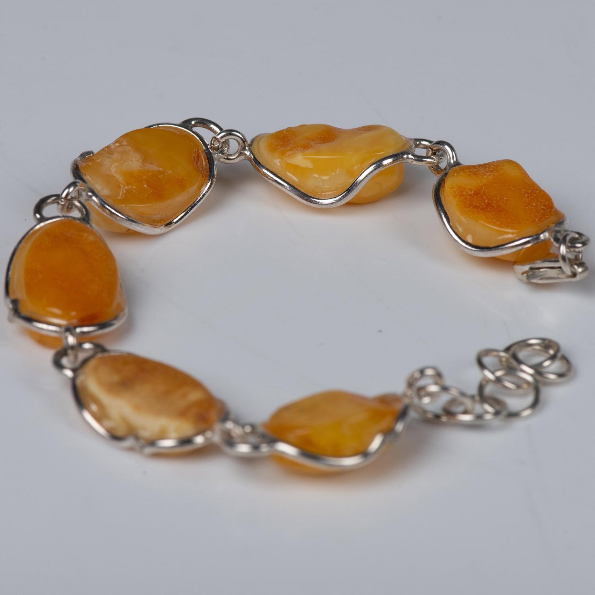 3pc Sterling Silver and Amber Bracelet, Ring & Pendant - Bild 6 aus 6