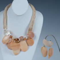 3pc Dangle Cluster Natural Shell Necklace and Earrings