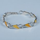 Beautiful Sterling Silver & Baltic Amber Inlay Bracelet