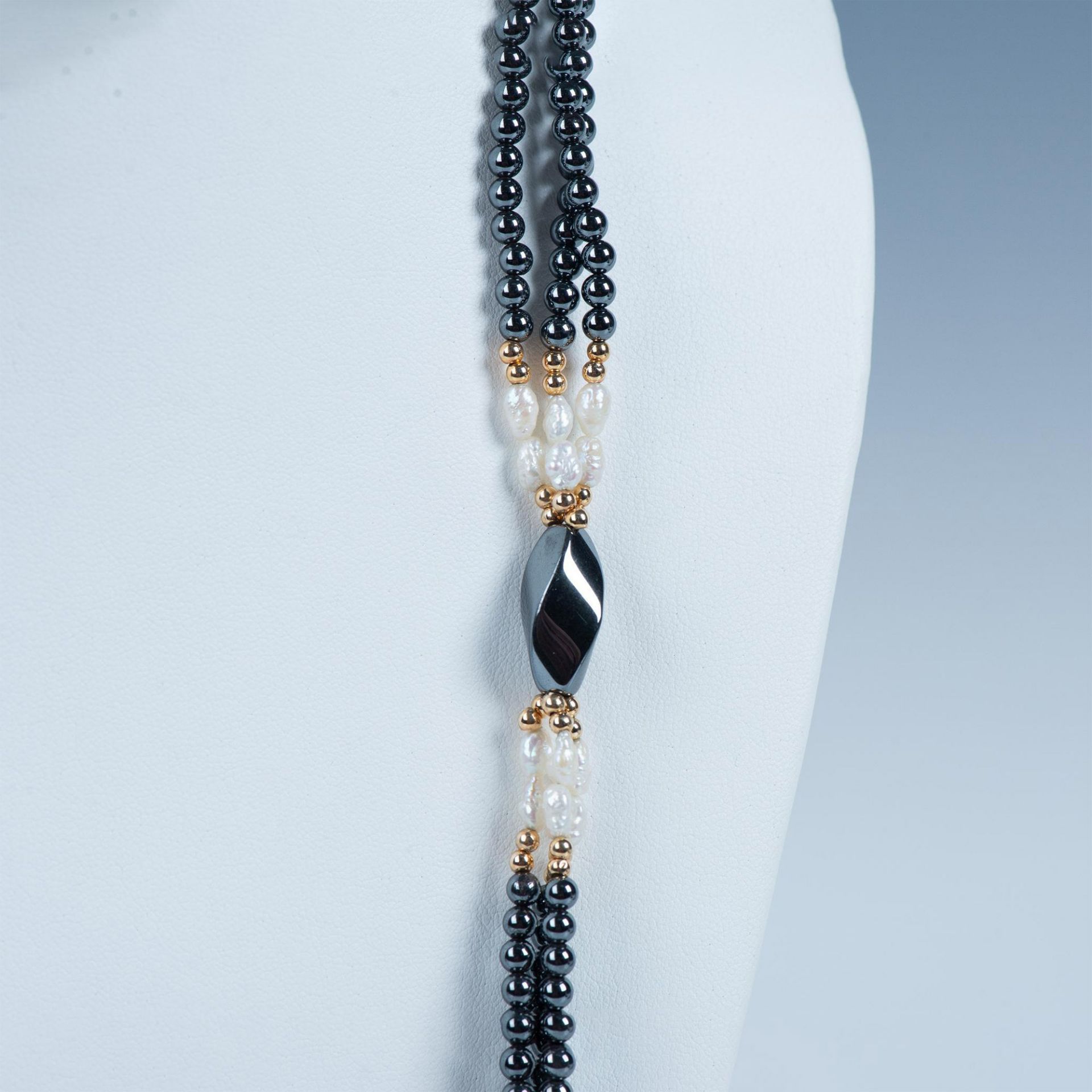 Black Onyx & Fresh Water Pearl Necklace - Image 6 of 7