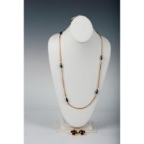 Monet Gold & Hematite Long Necklace and Clip-On Earrings