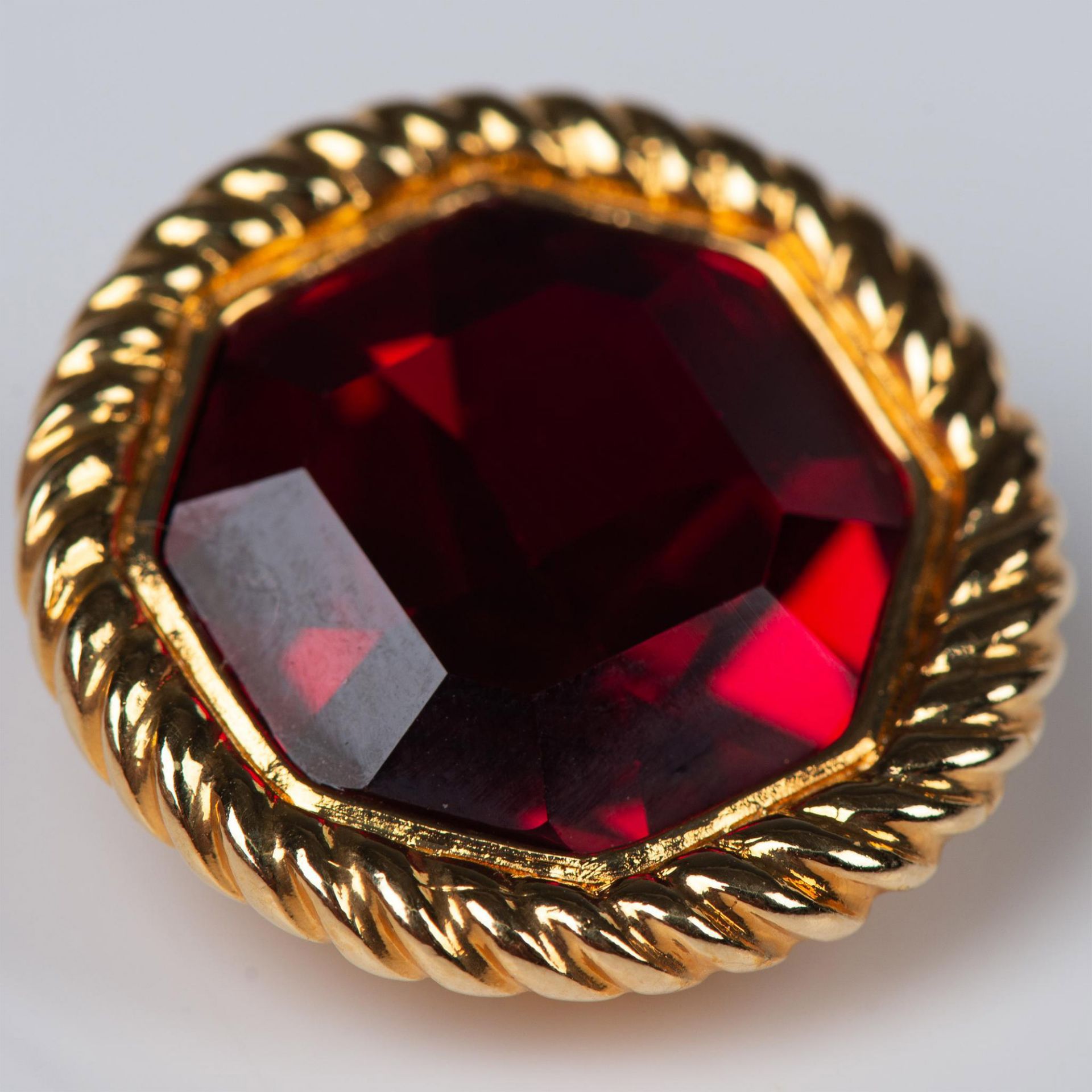 3pc Swarovski Gold Tone & Red Stone Bracelet and Earrings - Bild 3 aus 5