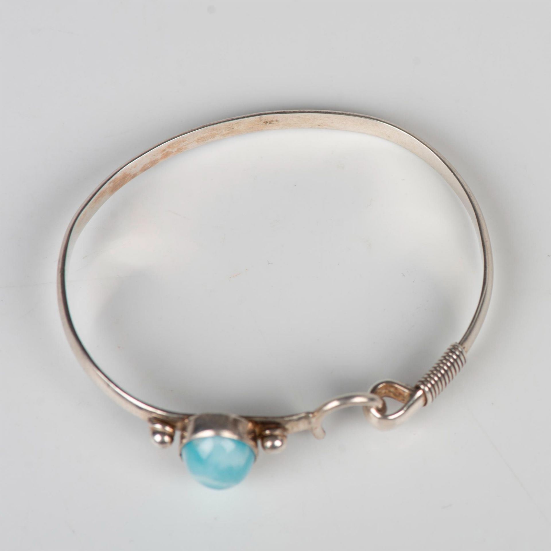 Southwestern Style Sterling Silver & Larimar Stone Bracelet - Image 2 of 4