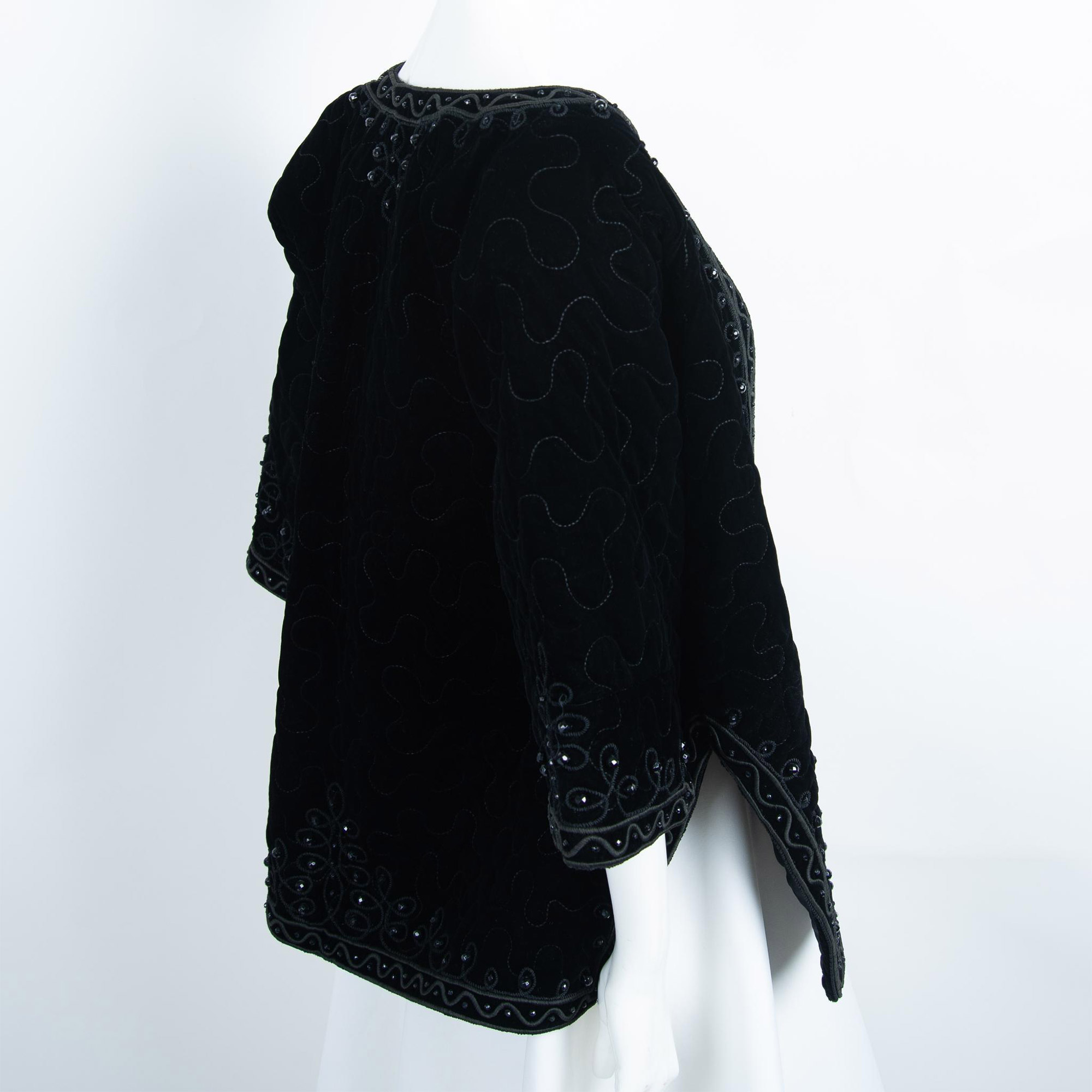 Vintage Cora Pearl Black Velvet Evening Jacket, Size S - Image 4 of 8