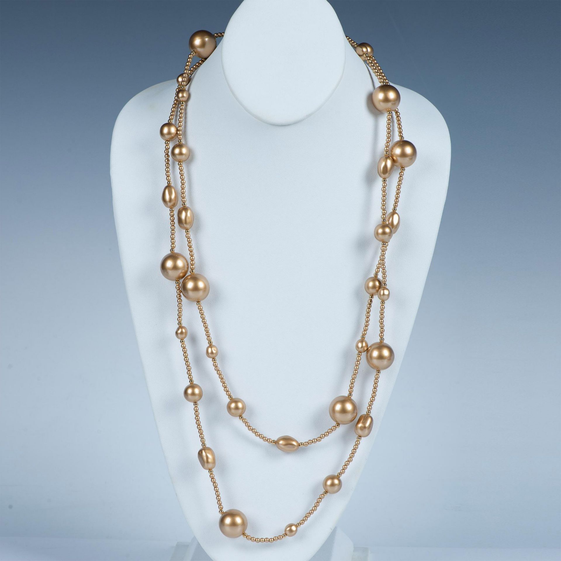 2pc Faux Golden Pearl Necklaces - Image 5 of 5