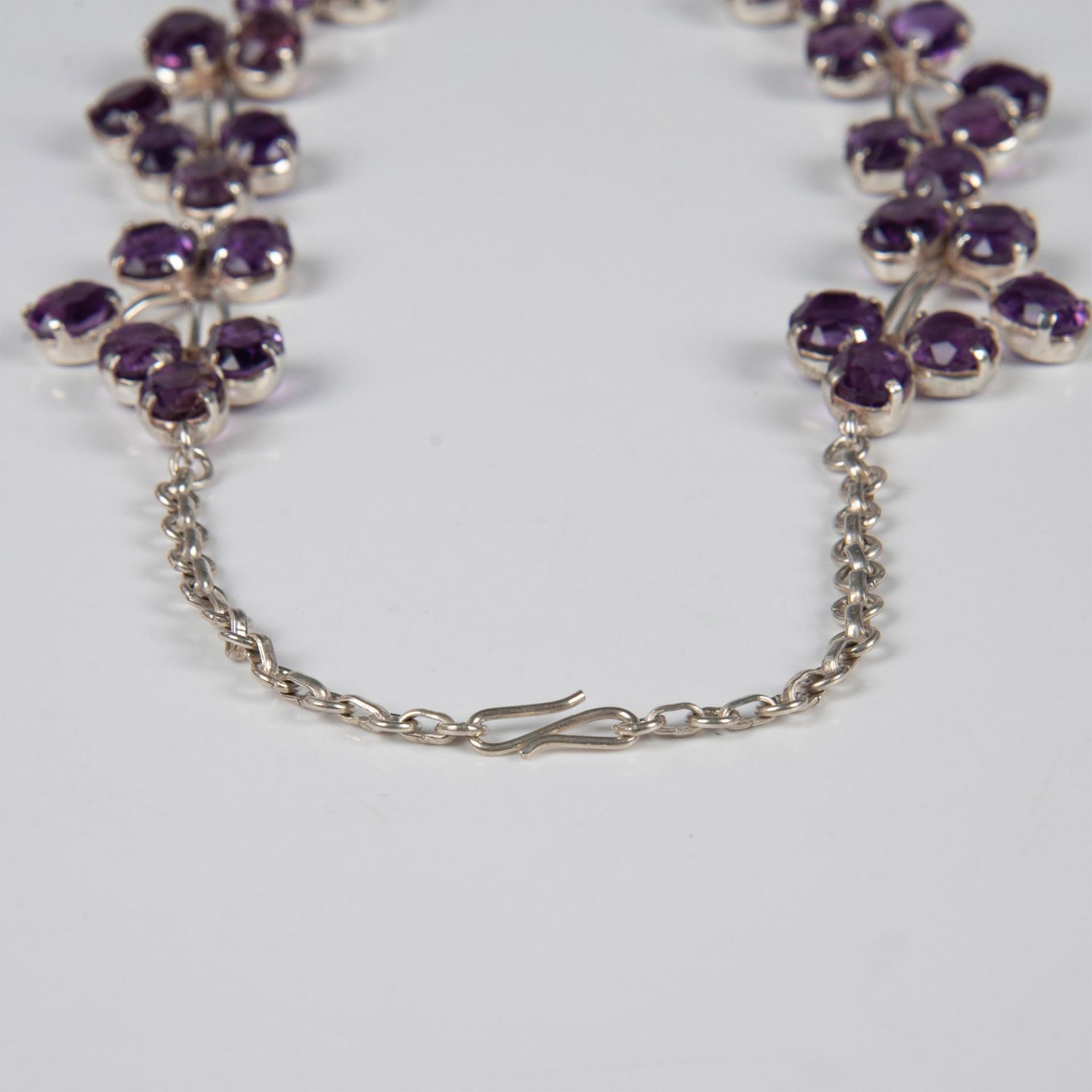 Exquisite Sterling Silver & Lab Amethyst Statement Necklace - Image 8 of 12