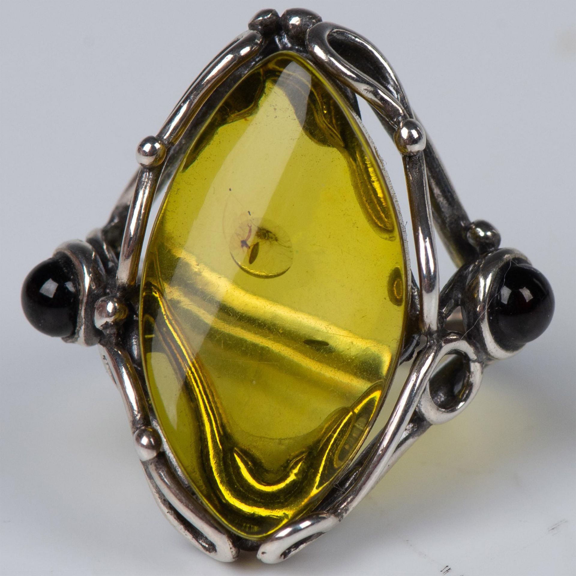 Artistic Sterling Silver and Amber Ring - Bild 5 aus 7