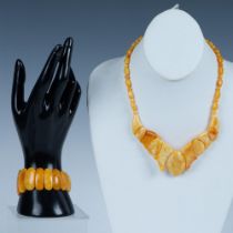 2pc Bold Baltic Amber Necklace & Bracelet