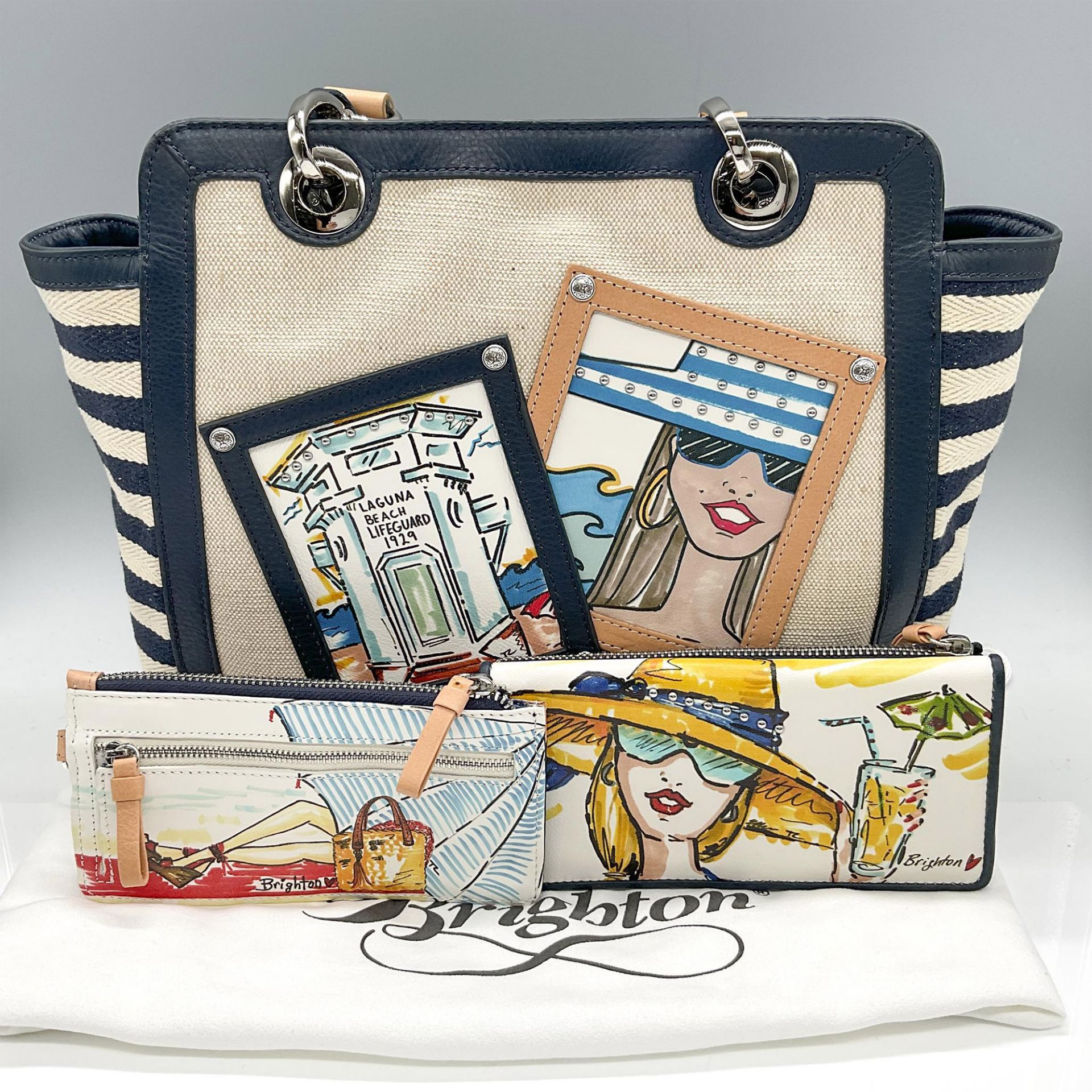 3pc Brighton Laguna Beach Tote, Wallet & Card Pouch